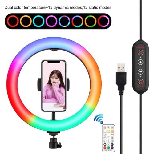 10 inch 26cm RGB LED Selfie Ring Light Professional Video Photography Lighting With Remote Control For Phone Youtube Vlog Video