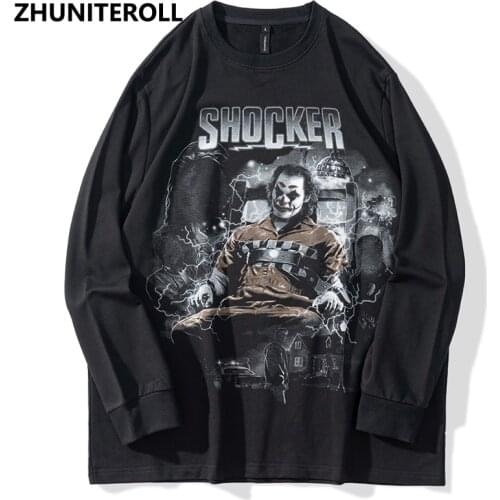 Hip Hop Sweatshirt Pullover Men 2021 Clown Print Harajuku Cotton Loose Sweat Shirt Autumn Hoodie Streetwear Black Tops Clothing