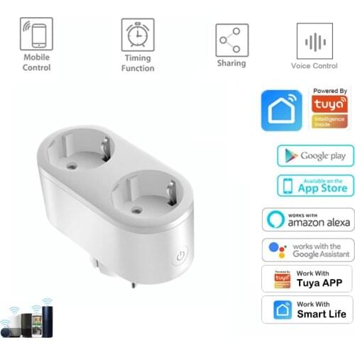 Tuya WiFi Smart Plug Outlet 2 in 1 Smart Socket Smart Life/Tuya App Remote Control Support Alexa Google Home Voice Control
