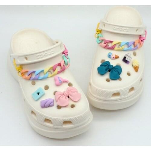 All-match Colorful Shoes Charms for Croc Cute Vitality DIY Shoe Chain Decorations Pink Bow Decoration Buckle Fashion Quality DIY
