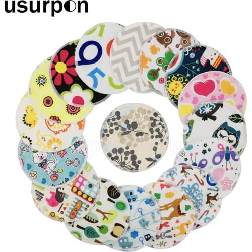 [usurpon]10 pcs Printed pul fabric washable nursing breast pads for mom organic bamboo absorbent mommy nursing pads
