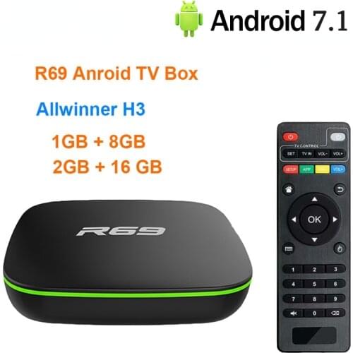 High Quality R69 TV Box Android 7.1 Allwinner H3 Quad-Core 1G8G 2G16G 2.4GHz WiFi 1080P HD Home Smart Set Top Box no app include