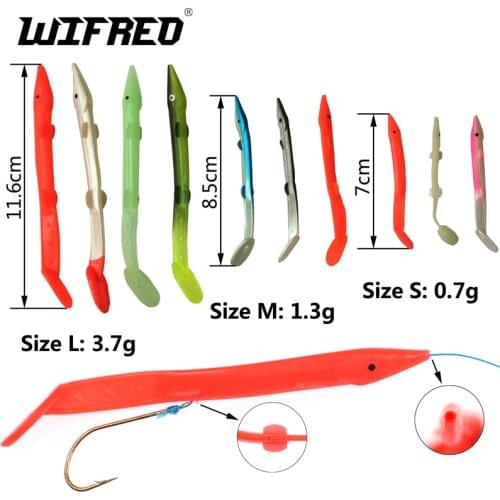 Wifreo 10pcs Multi-Color Soft Plastic Bait Fish Sabiki Rig Eel Lure Saltwater Fishing Lures Size 7cm 8.5cm 11.6cm