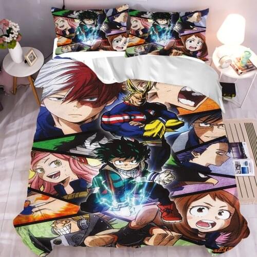 Japan Anime My Hero Academia Lvgu Ikuju Cosplay 3d Bedding Three-Piece Quilt Cover Sheet Kids Bedclothes