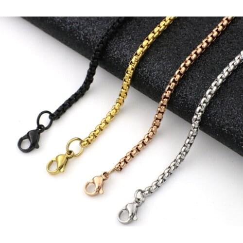 Pearl Chain Necklace 3mm Gold/Silver Plated Stainless Steel Long Colar Choker Hip Hop Necklace Men Women Unisex collier Jewelry