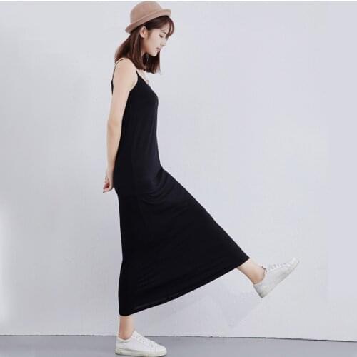 Basics Modal cotton nightdress women spring Summer nightgowns female sleeveless sleep dress womens Long nightshirt M L XL