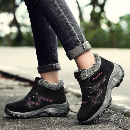Female Winter Non-slip Plus Velvet Hiking Shoes Outdoor Warm Women Tourism Trekking Sneakers Wear-resistant Climbing Snow Boots