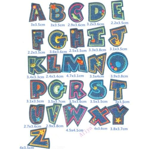 1 pcs Jeans alphabet A to Z embroidered iron on patches cloth accessories popular clothing bag hat Patches Appliques