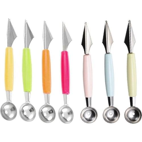 1PC Double-head Steel Watermelon Melon Fruit Carving Knife Cutter Ice Cream Dig Ball Scoop Spoon Baller Kitchen Tools