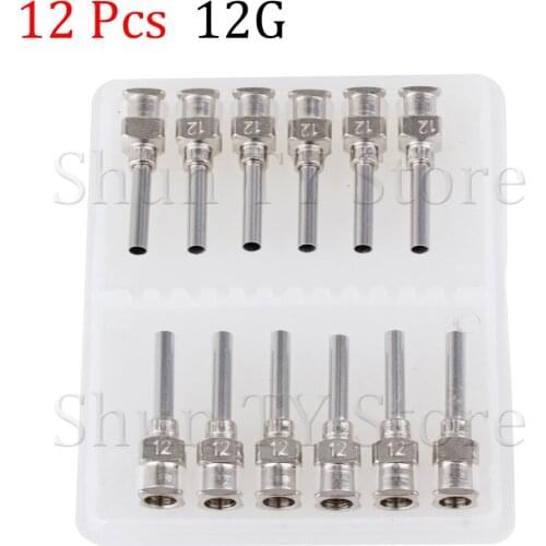 12 Pcs 1/2 inch silver stainless steel 12Ga connector glue head dispensing needle, suitable for dispensing electronic components