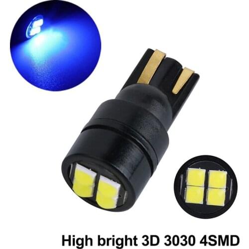 50Pcs High Bright Blue T10 3030 4SMD LED Wedge Car Bulbs 194 168 2825 Clearance Lamps Reading License Plate Lights 12V