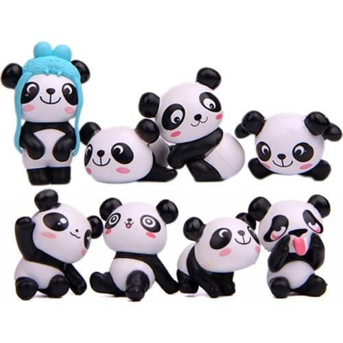 8Pcs/Set Cute Multifunctional Practical Stylish Attractive Cartoon Panda Toy Figurines Landscape Fairy Garden Miniature Decor