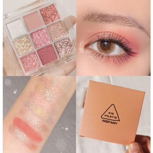 9Color Acrylic Eye Shadow Makeup Palette Pearlescent Glitter Eyeshadow Pallete Waterproof Glitter Eyeshadow Shimmer Cosmetics