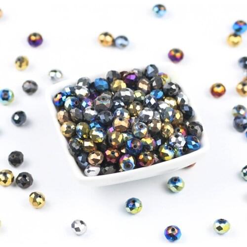 AB Color plating Crystal Rondelle Beads 8*6mm Glass Loose 50Pcs DIY Natural Stone Spacer Faceted Beading Czech jewelry Materials