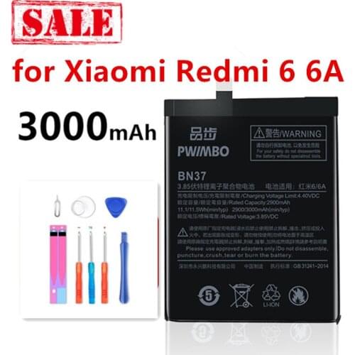 Top Brand 100% New 3000mAh Mobile Battery for Xiaomi Mi Redmi6 Redmi 6 Redmi6A Redmi 6A Redrice 6 BN37 Batteries + free gfit