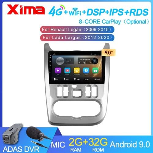 2din 9Inch Android 9.0 2GB RAM Car Radio Multimedia Player For Renault Logan1 Sandero Lada Lergus largus Dacia Duster 2010-2017