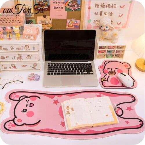 Kawaii Bear Large Home Office Game MousePad Resting Surface Protective Dining Desk Writing Mat Easy Clean Desk Mat Laptop Pad