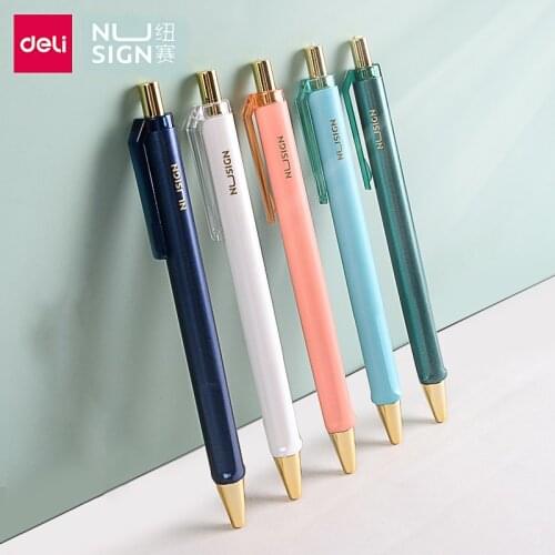 Deli Nusign Press Gel Pens 5pc/Pack 0.5MM Black Ink Fashion Neutral Pen For Office Business Test School Stationery caneta Supply