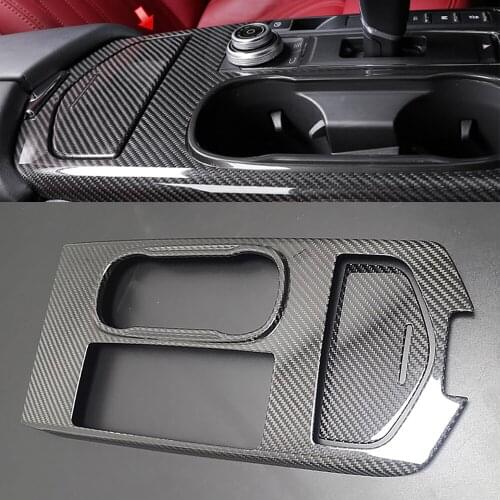 Carbon Fiber Cup Holder Key Area Center Console Gear Shift Panel Trim Cover For Maserati Ghibli 2015 2016 2017 Car Accessories