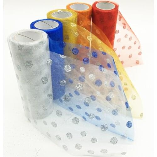 10YardX15cm Crystal Pom tutu Tulle Roll Organza Sheer Gauze Element for Table Runner and Home Garden Wedding Party Decoration