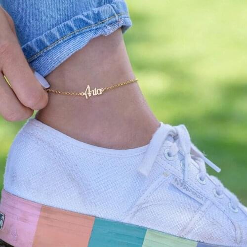 Customized Name Anklet Stainless Steel Personalized Ladies Anklet Bohemian Summer Beach Jewelry Fashion Bridesmaid Gift