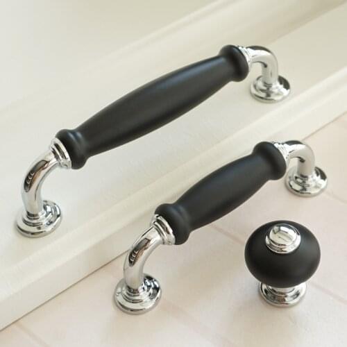 3.75" 5" Black Silver Cabinet Drawer Handles Zinc Alloy Oval Door Knobs Kitchen Cupboard Handle Wardrobe Door Pulls 96 128mm
