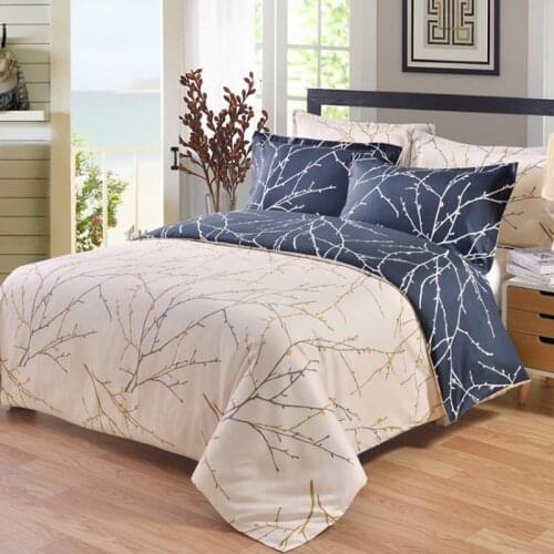 Tree Branch Printed Bedding Set Microfiber Polyester Luxury Duvet Cover Blue Grey Bedroom Decoration Bedclothes 2/3Pcs No Sheet