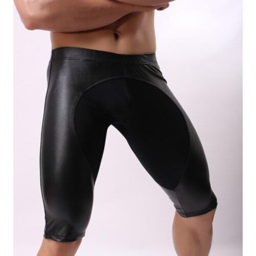 Men 's Imitation Leather Underpants Sexy Men Faux Leather Boxers Shorts Underwear Male Panties Lingerie Boxers