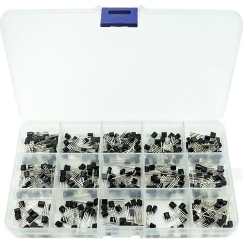 300Pcs 15 Value x 20 Pcs Transistor TO-92 Assortment Box Kit Transistors S9012 S9013 S9014 S8050 S8550 2N3904 2N3906 BC327 BC337