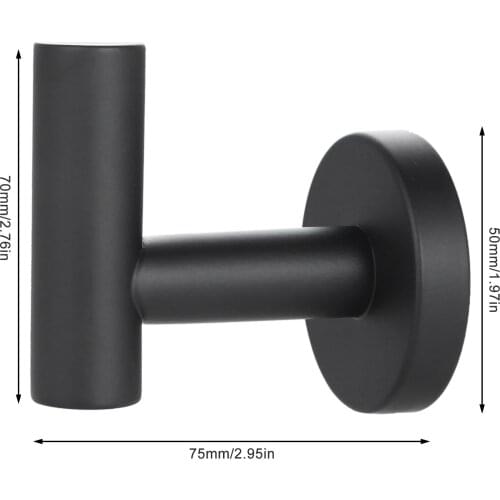 1/2Pcs Wall Mounted Bathroom Matte Black Single Coat Hook Single Towel Robe Clothes Hook for Bath Kitchenry Hotel