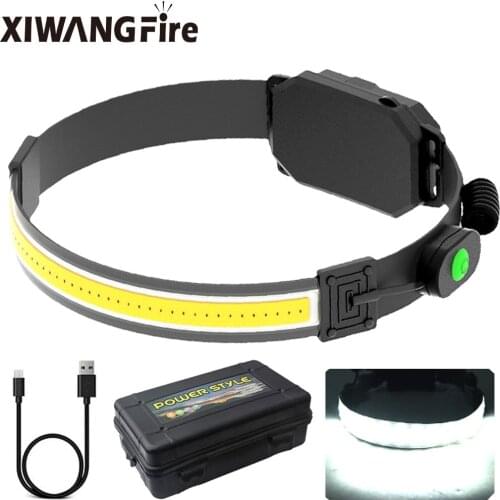 New COB Light Soft Light Night Running Small Headlamp USB Charging Flood Light camping Headlight fishing light Double switch