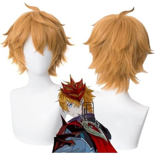 Tartaglia Cosplay Wig Genshin Impact 30cm Short Christmas Brown Hair Anime Cosplay Heat Resistant Synthetic Wigs