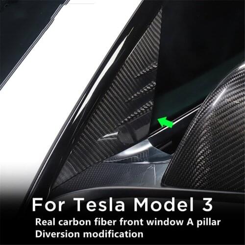 Suitable for Tesla model3 real carbon fiber front window A-pillar patch 2021 exterior modification accessories rearview mirror