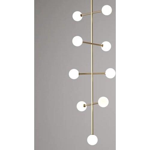 Postmodern minimalist tree-shaped stairwell metal frosted glass ball bedroom bedside restaurant model room fashion chandelier