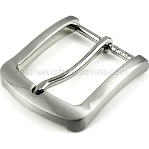 1x 35mm Silver Belt Buckle Metal Brushed Men Women End Bar Single Pin Belt Half Buckle for Leather Craft Strap Belt