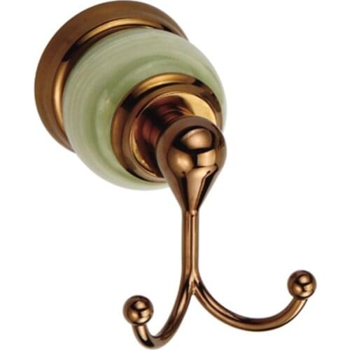 Luxury Solid brass copper jade Rose gold bathroom Robe hook Clothes hook Bathroom accessories