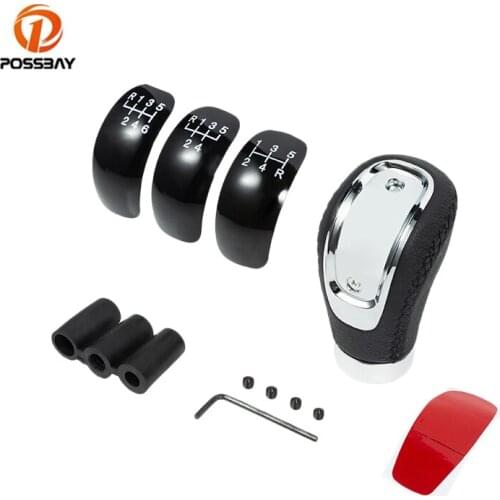 5/6 Speed Car Gear Shift Knob Manual Gear Knob Black Leather Shifter Lever Universal for BMW Volkswagen Peugeot 207 Ford Focus