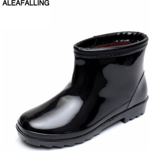 Aleafalling Working Mens Waterproof Rain Boots Mujer Rubber Short Ankle Snow Boots Non-slip Rainboots Shoes Mature Botas M87
