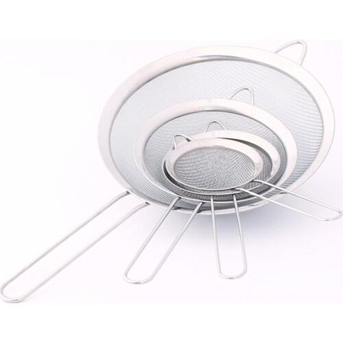 4Pcs/set Stainless Steel Strainers Fine Wire Mesh Oil Flour Sifters Cooking Kitchen Tools 3", 4", 5.5" and 8" Sizes
