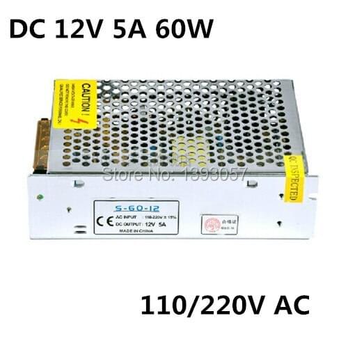 2PCS 12V 5A 60W 110V-220V Lighting Transformers high quality safy Driver for LED strip 3528 5050 power supply