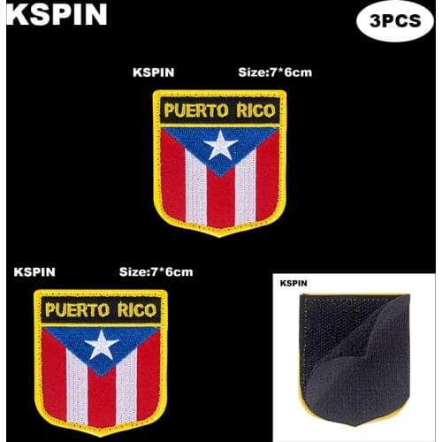 National Flag Patch Hook Loop Puerto Rico Badges Armband 3D Stick on Jacket Backpack Stickers