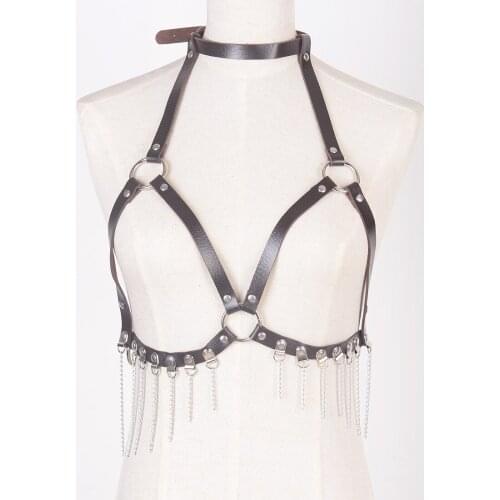 2colors Women Lady Punk Rock Leather Harness Body Chains Bondage Waist Belt Club Wear Handmade Accessories