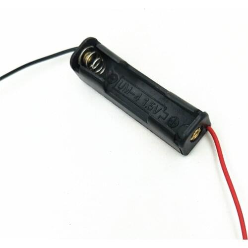 2Pcs/Lot Single Slot Plastic AAA Battery Case Holder Storage Box with Wire Leads for AAA Batteries 1.5V Black