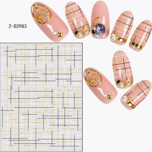 1pcs Gold Silver Sliders 3D Nail Stickers Straight Curved Liners Stripe Tape Wraps Geometric Nail Art Decorations