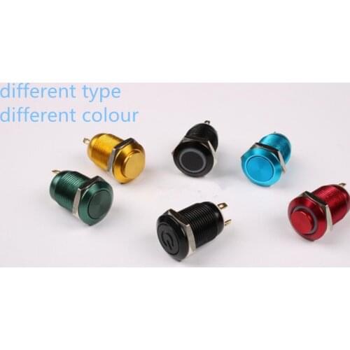 5 pcs 12mm different colour reset Metal Push Button Switch LED Waterproof Push Button Switch for starting switch