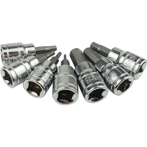 9Pcs 3/8\"DR Screwdriver Sleeve Chrome Vanadium Steel Bits Socket Drilling Tool