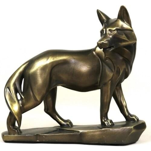 VIGILANT WOLF STATUE RETRO POLYRESIN CARNIVOROUS ANIMAL SCULPTURE WOLF TOTEM MASCOT DECOR GIFT AND CRAFT ORNAMENT ACCESSORIES