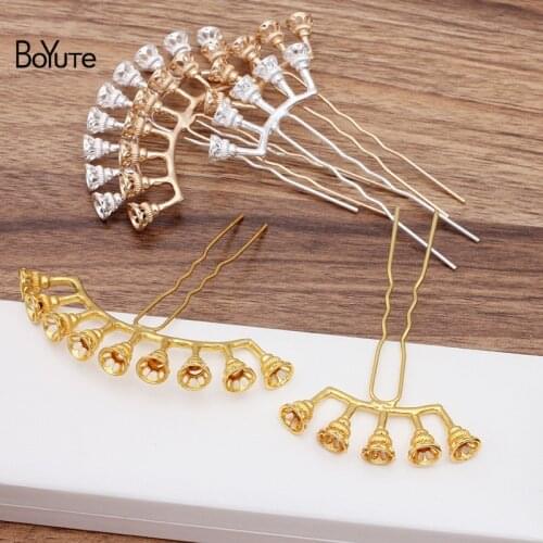 BoYuTe Wholesale (10 Pieces/Lot) Metal Alloy Flower Hair Stick Tiara Vintage Diy Bridal Wedding Hair Jewelry Accessories