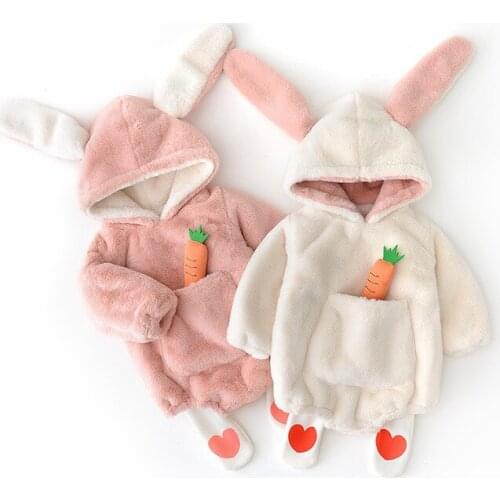 Baby Infant Clothes Cute Girls Baby Bodysuit Princess Rabbit Clothes with Lovely Carrot 0-12m Kids Long Sleeve Outfit Clothing