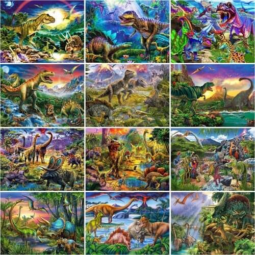 Evershine Full Square Round Diamond Painting Dinosaur Diamond Embroidery Animals Cross Stitch Kit Mosaic Wall Decoration